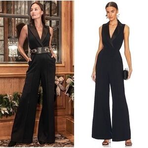 L'AGENCE Jemma Sleeveless Wide Leg Jumpsuit in Midnight Black